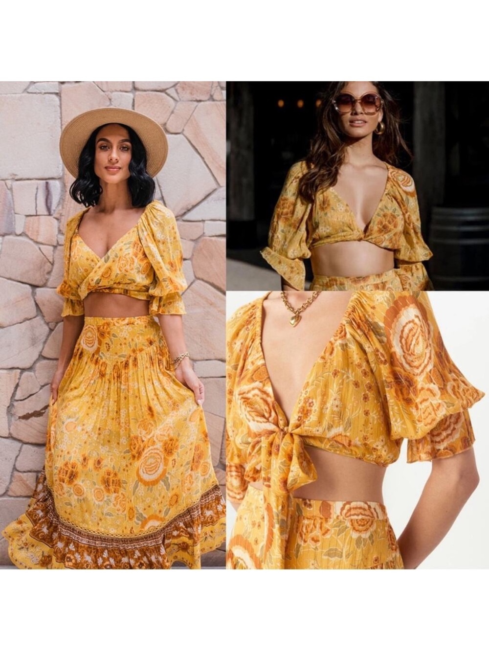 Spell & the Gypsy Mystic Tie Top Boho Floral Crop Blouse - NWT